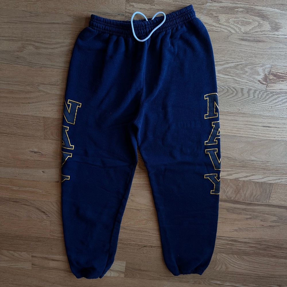 Vintage United States Navy Pants Mens S Blue Sweatpant Fleece Lined Jogger Track